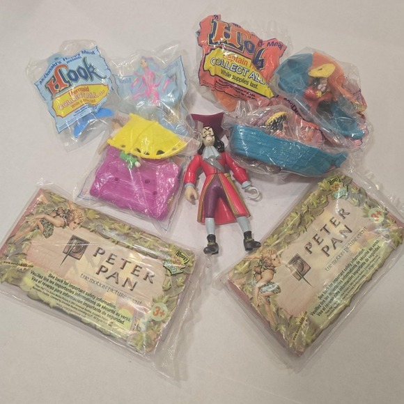 McDonald's Other - McDonalds 90s Happy Meal Toys Lot Captain Hook Peter Pan Puzzle Mermaid Figures